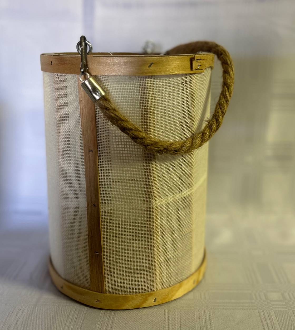 Mesh & Wood Hanging Lantern - Large 