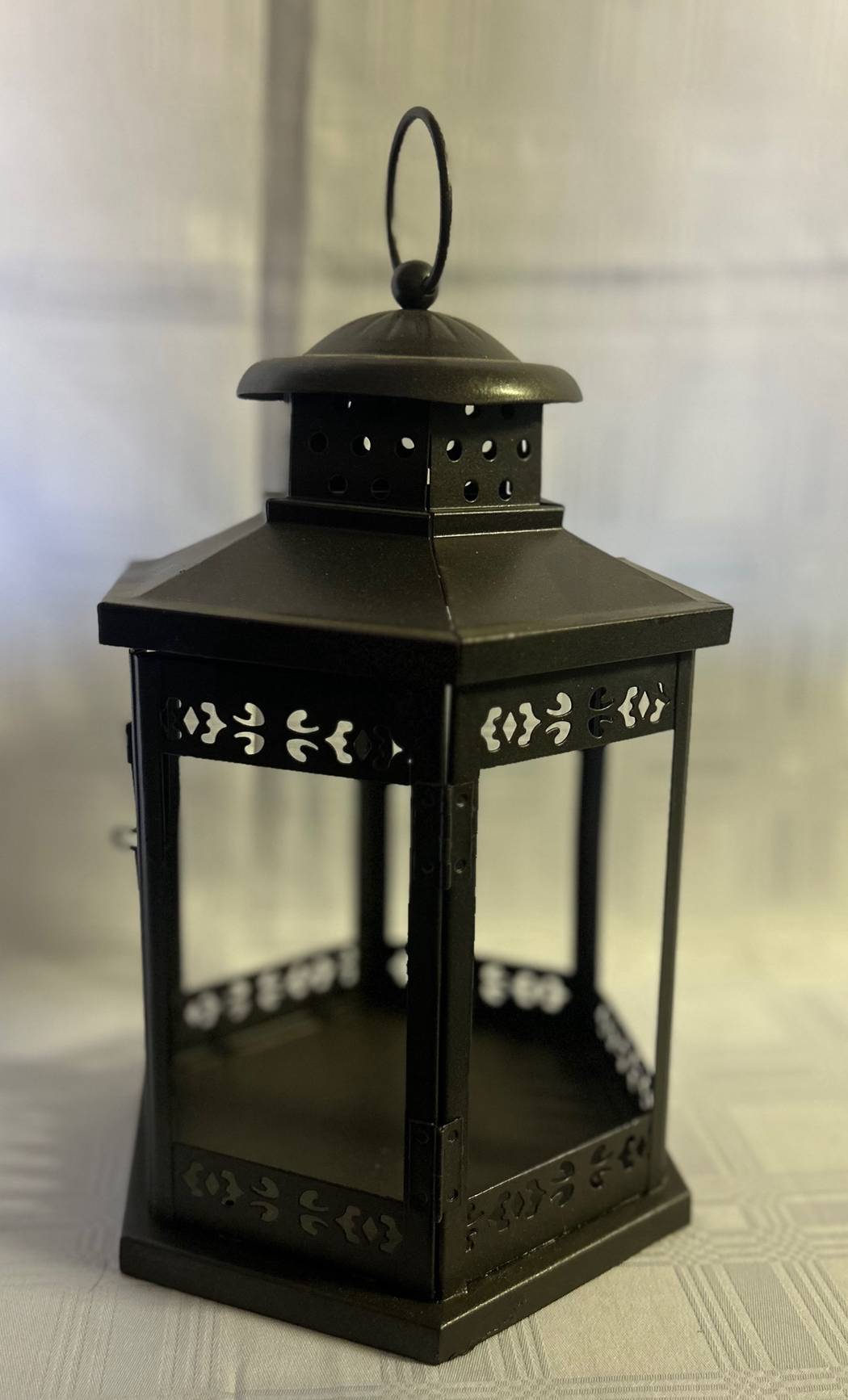 Round Moroccan Black Metal Lantern 