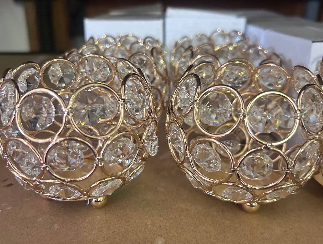 Beaded Gold Tub Tealight holder 