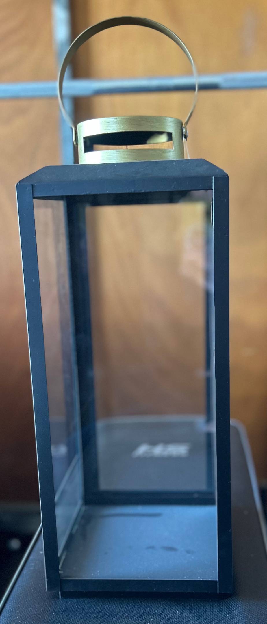 Black Metal & Gold Handle Lantern 