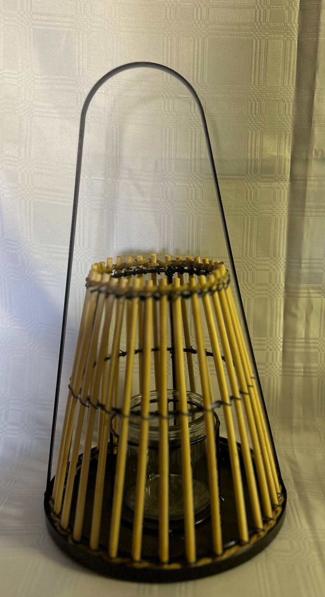 Hanging Metal & Straw Lantern 