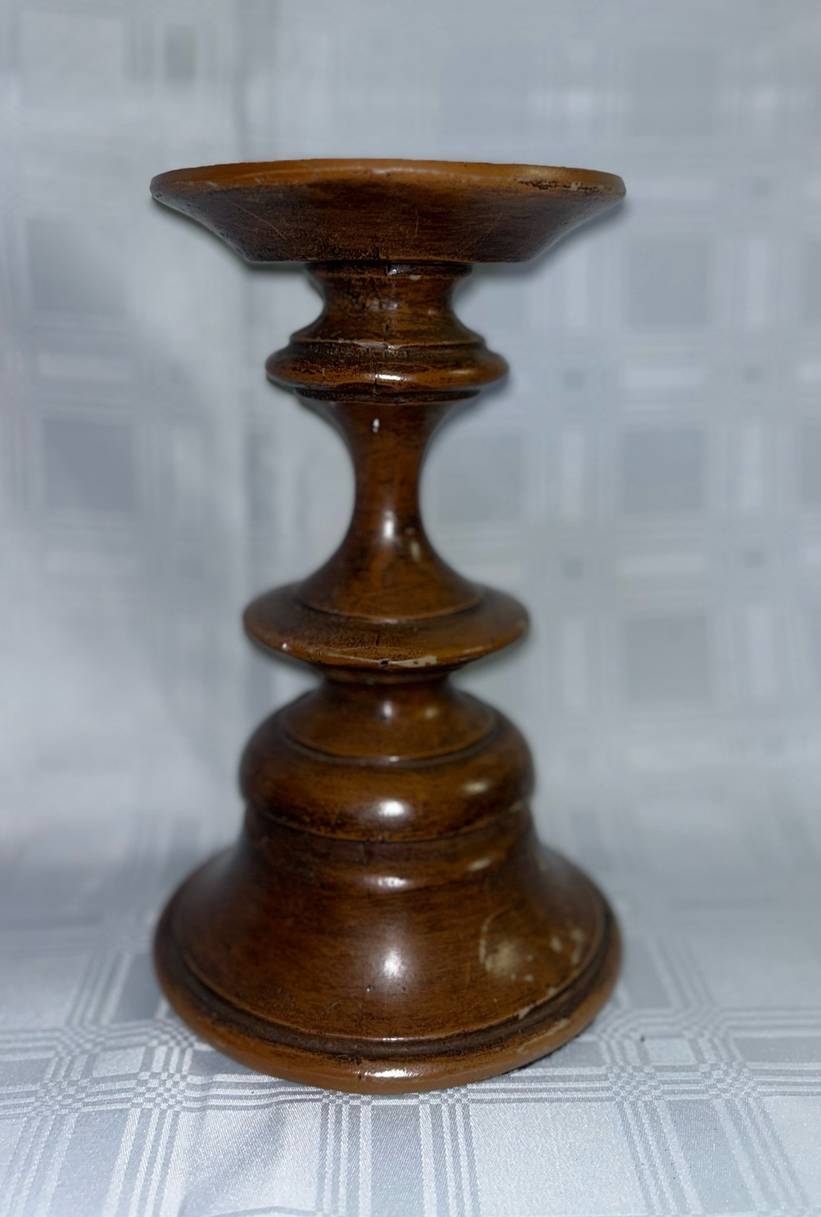 Ceramic Woodlike Candlestick Pillar 