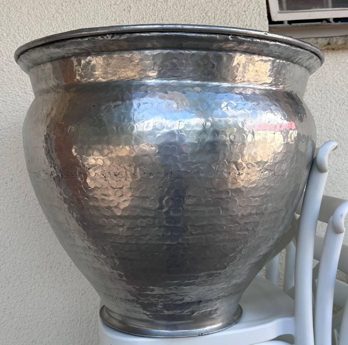 Big silver metal vase 