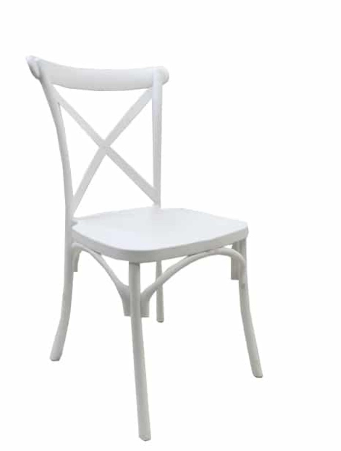 White Plastic Cross Back Chair 