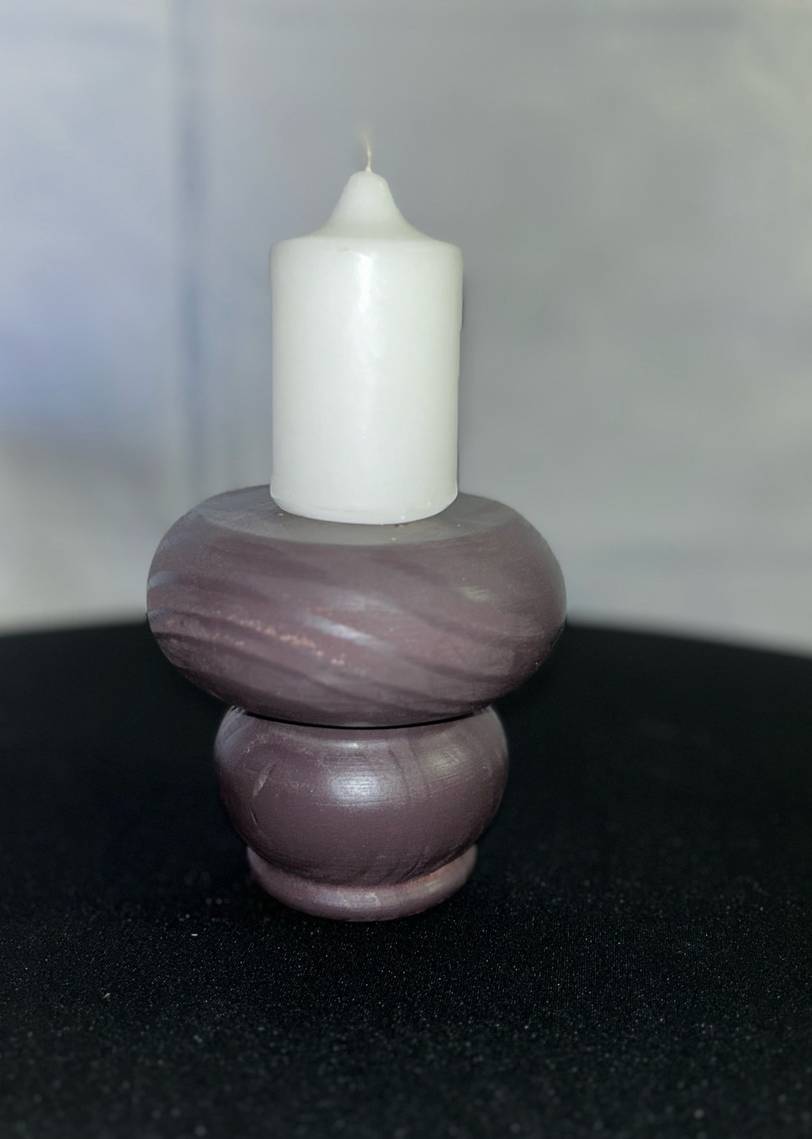 Wooden Candlestick (small - stained) 