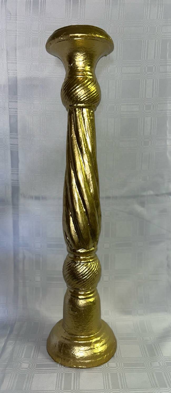 Tall Twisted Golden Wood Pillar