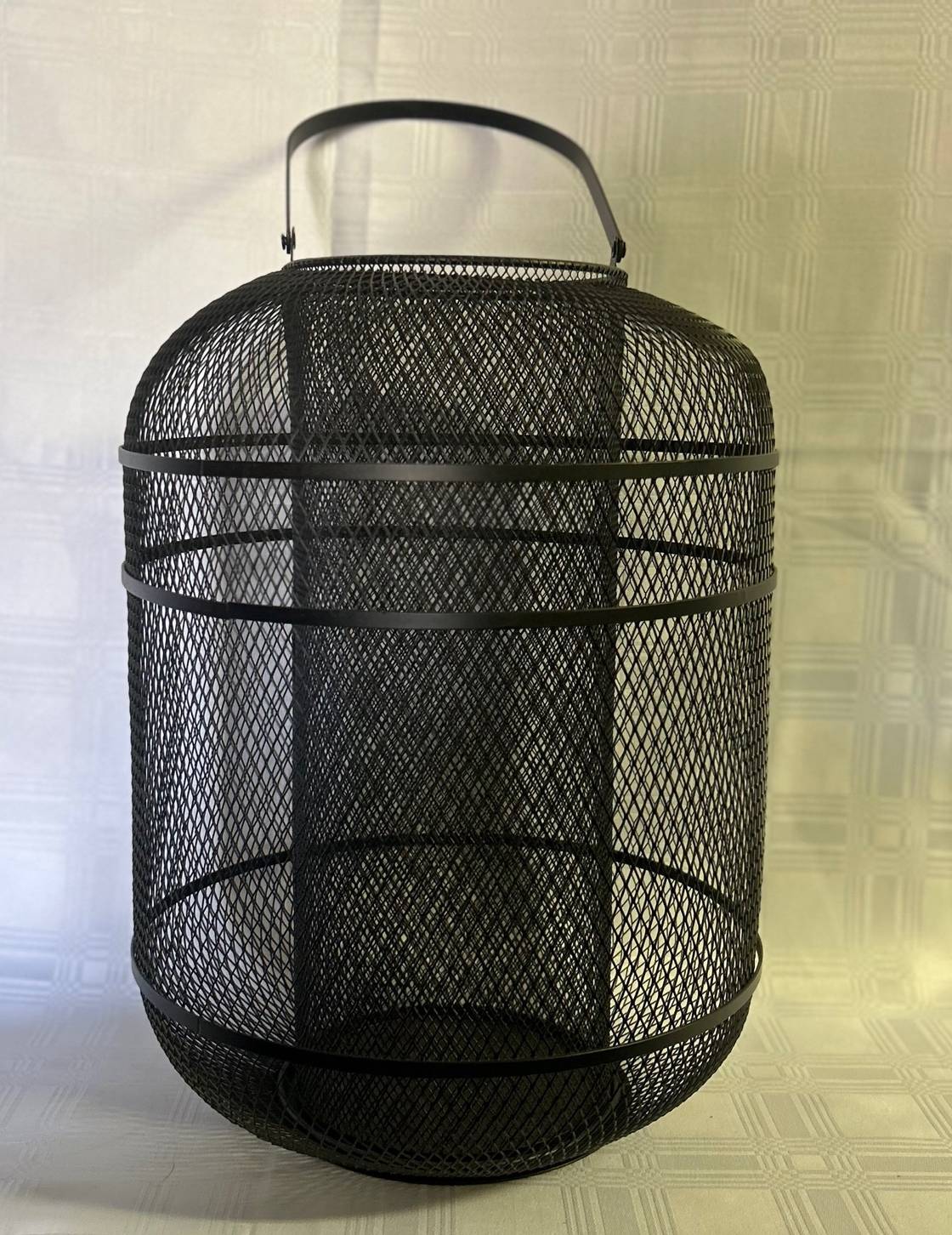 Black Metal Mesh Lantern - Large 