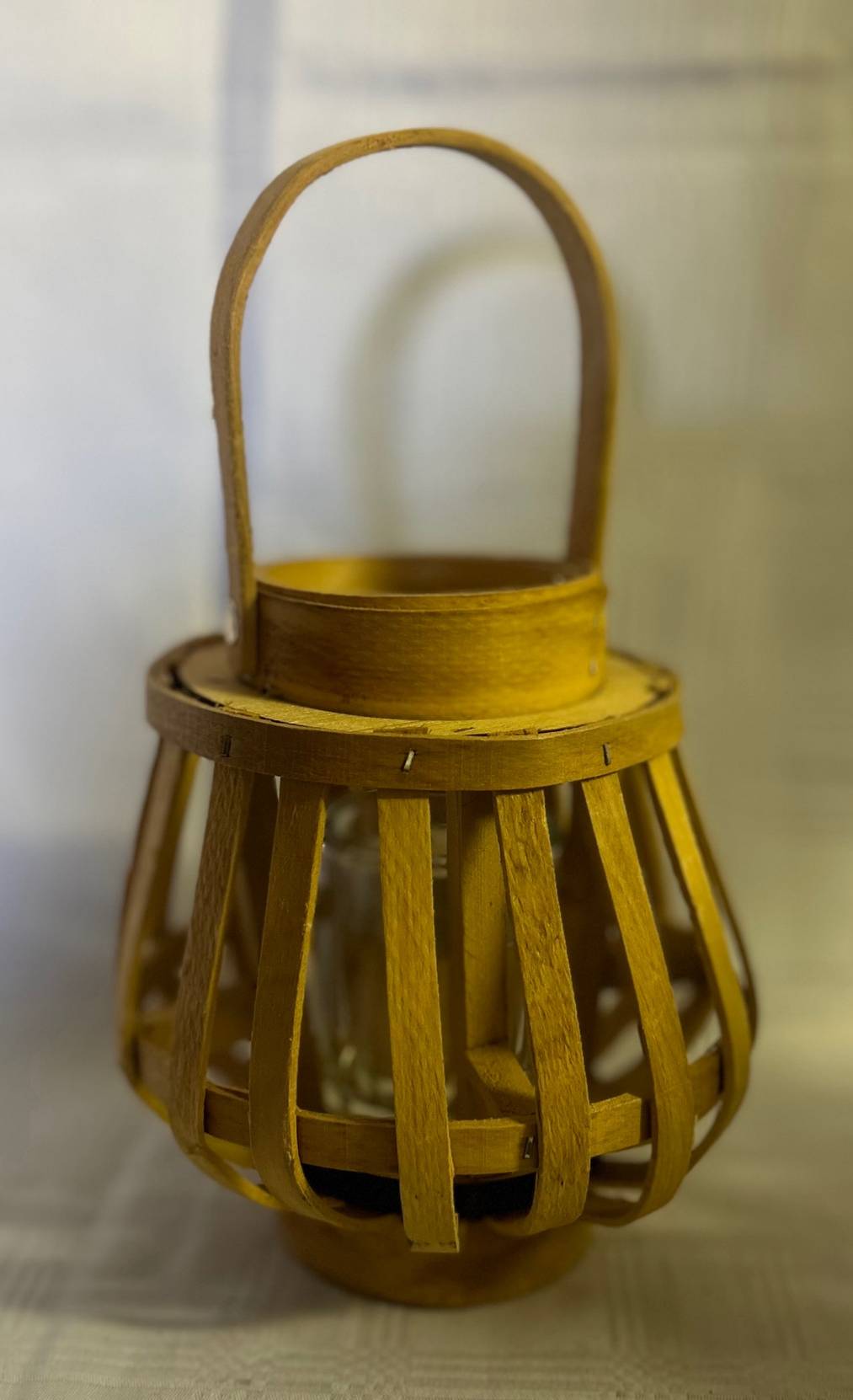 Light Brown Wooden Wooven Lantern