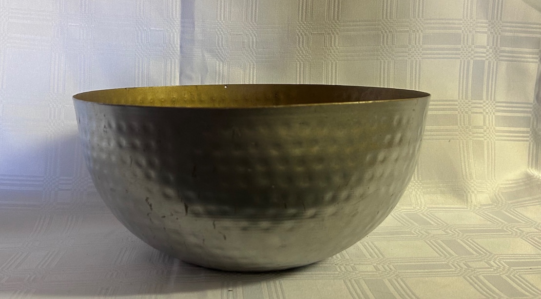 Chrome washed Floral Bowl 