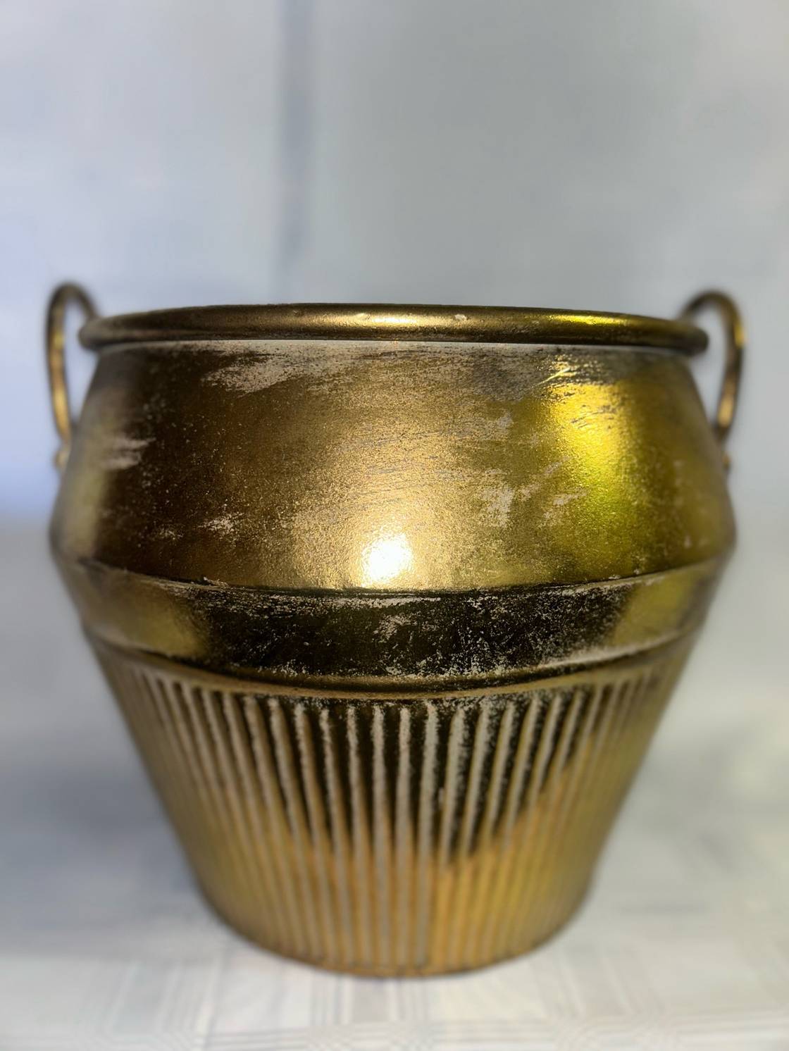 Large Gold Bowl with Handles