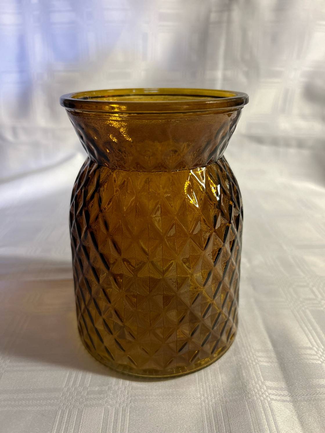 Brown Stained Diamond Studded Glass Vase 