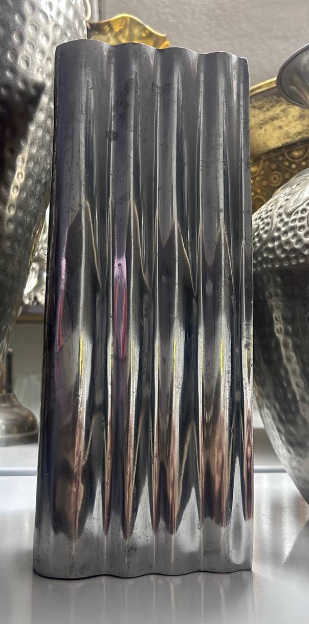 Variety of pewter/silver metal vases 