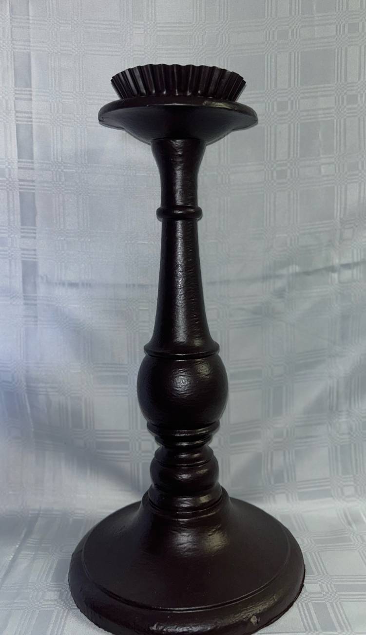 Wooden Candlestick Pillar with metal top (Large) 