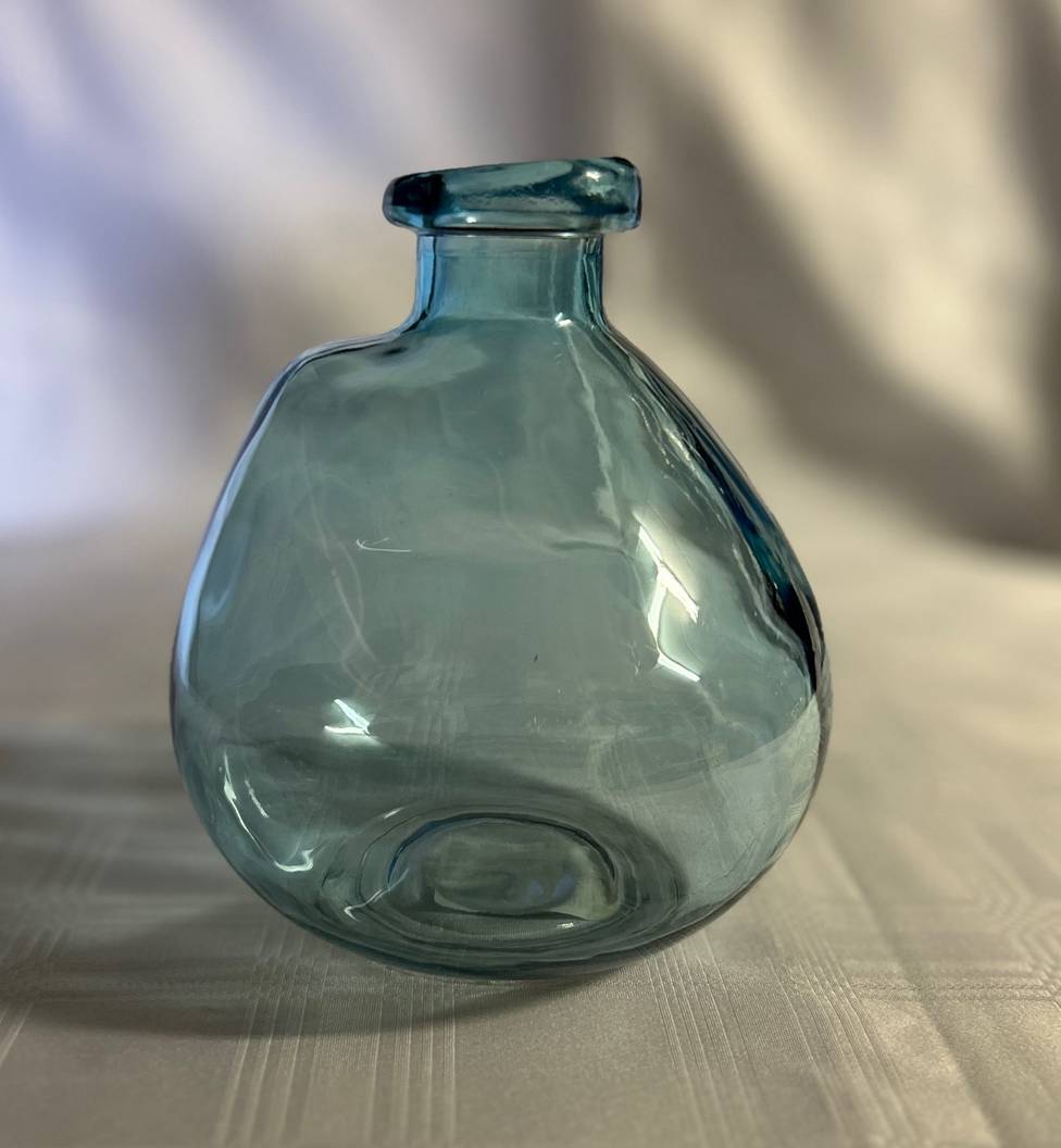 Turq/Blue Stained Bubble Glass Vase 