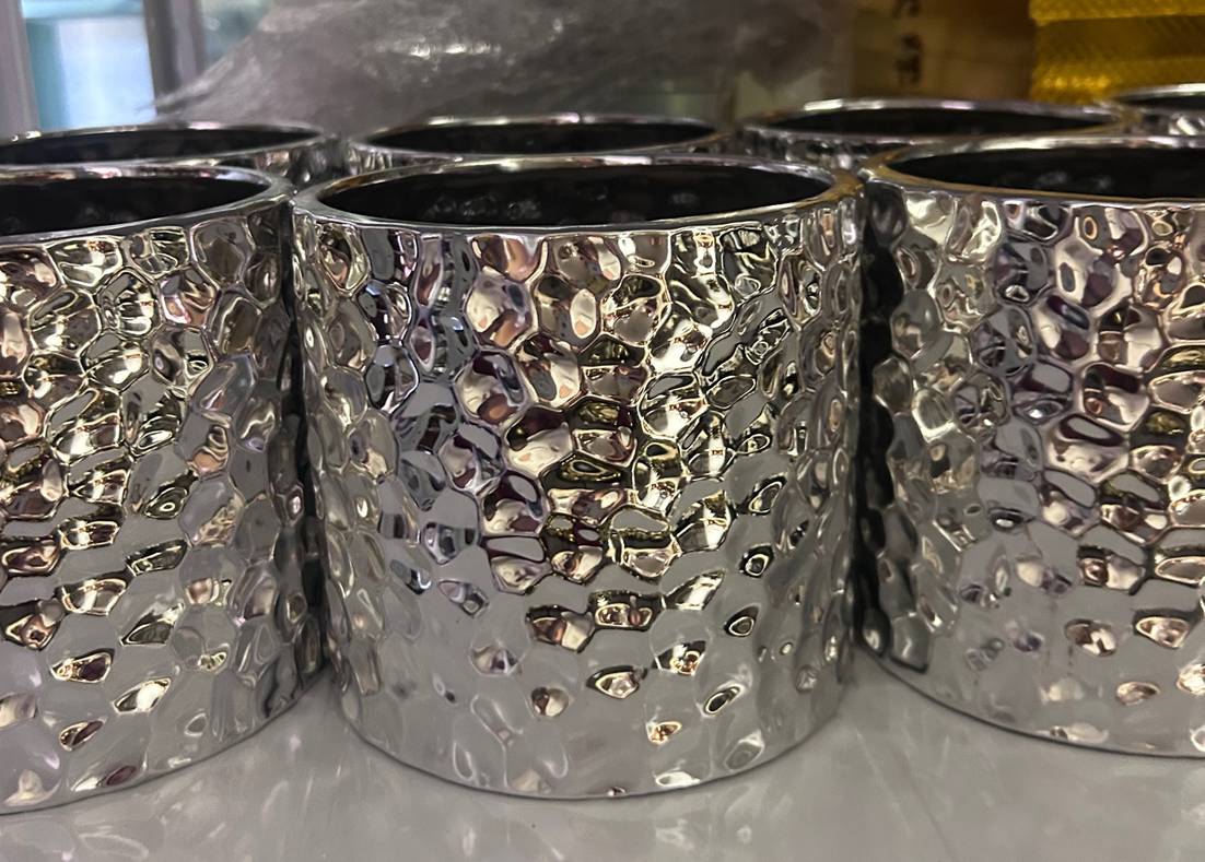 Silver ceramic vases 