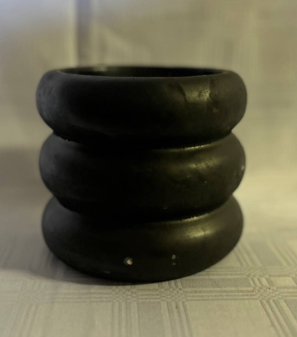Black Ceramic Ribbed Pot - small