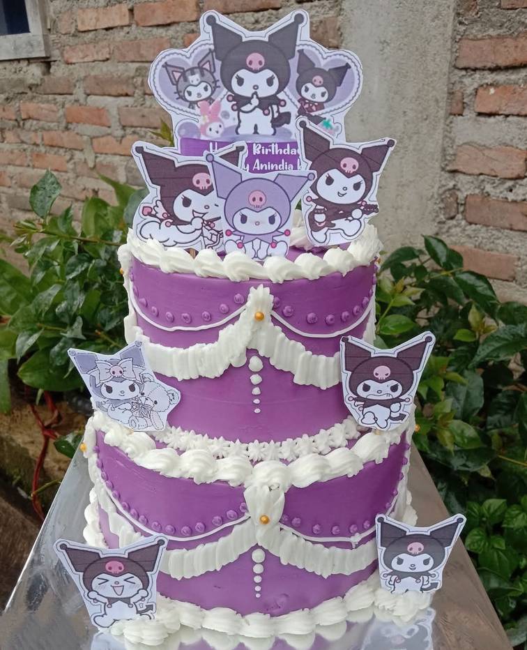 2 Tier Kuromi Themed Cake -Mini
