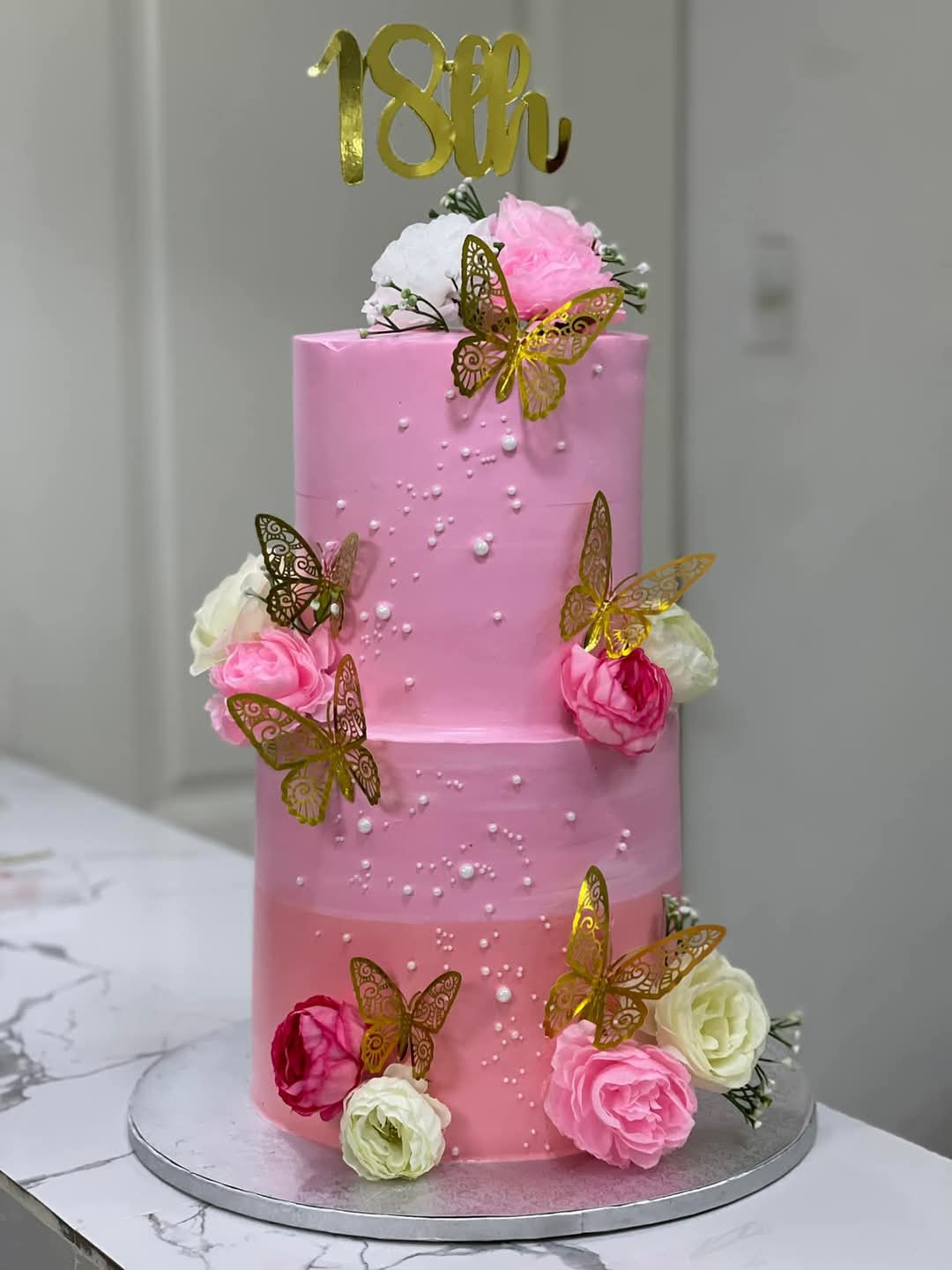 2 Tier Butterfly Themed Cake