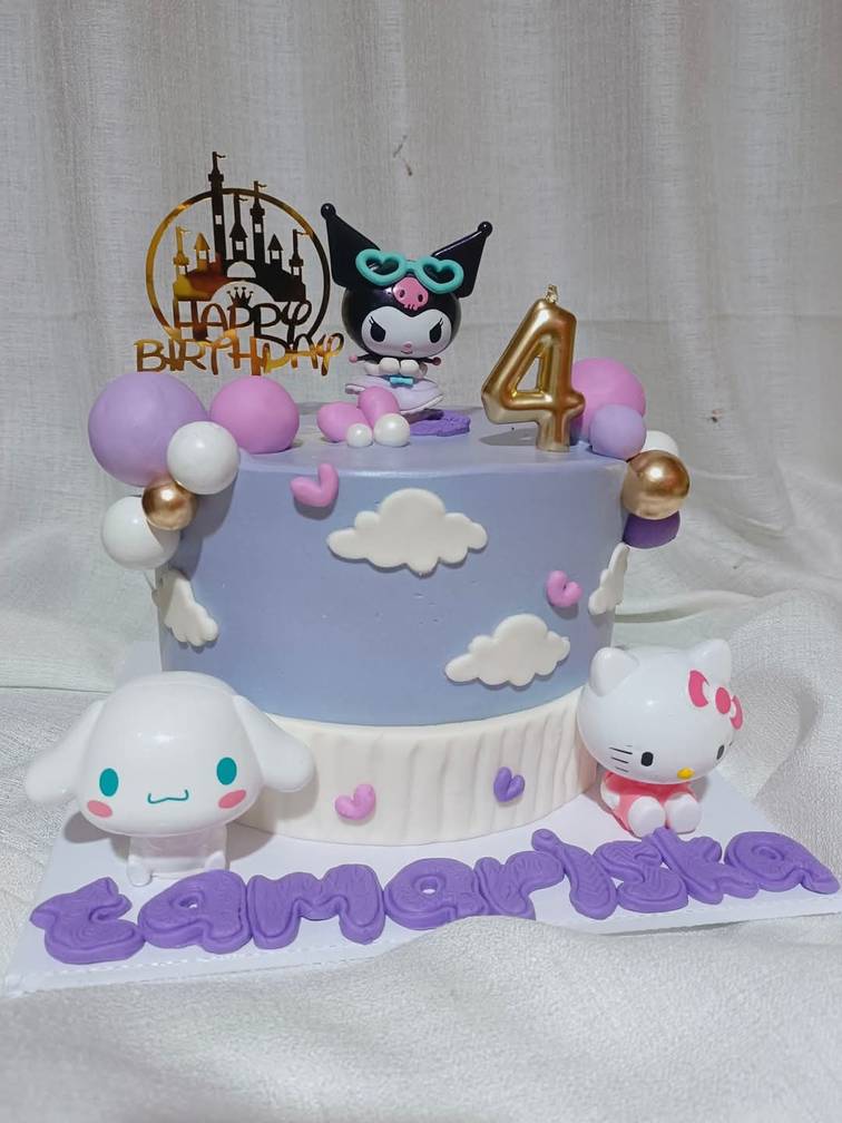 Kuromi, Cinnamoroll & Hello Kitty Themed Cake