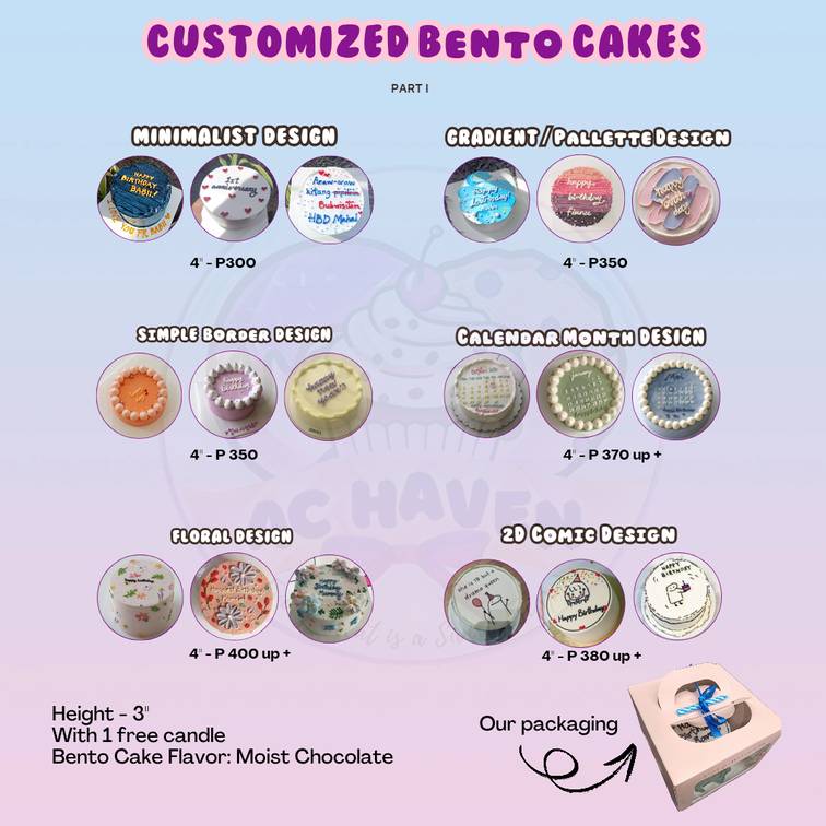 Bento Cakes (Starting Price 300)
