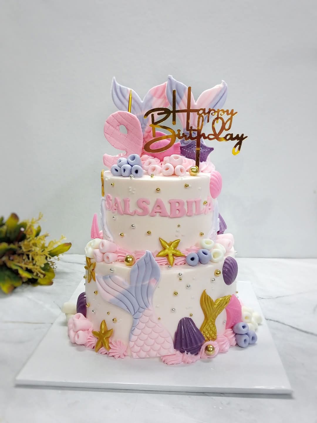 2 Tier - Mermaid Themed Cake 