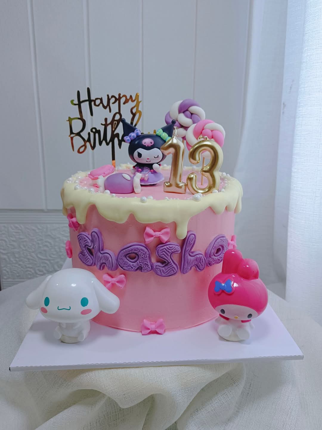Kuromi, My Melody & Cinnamoroll Themed Cake