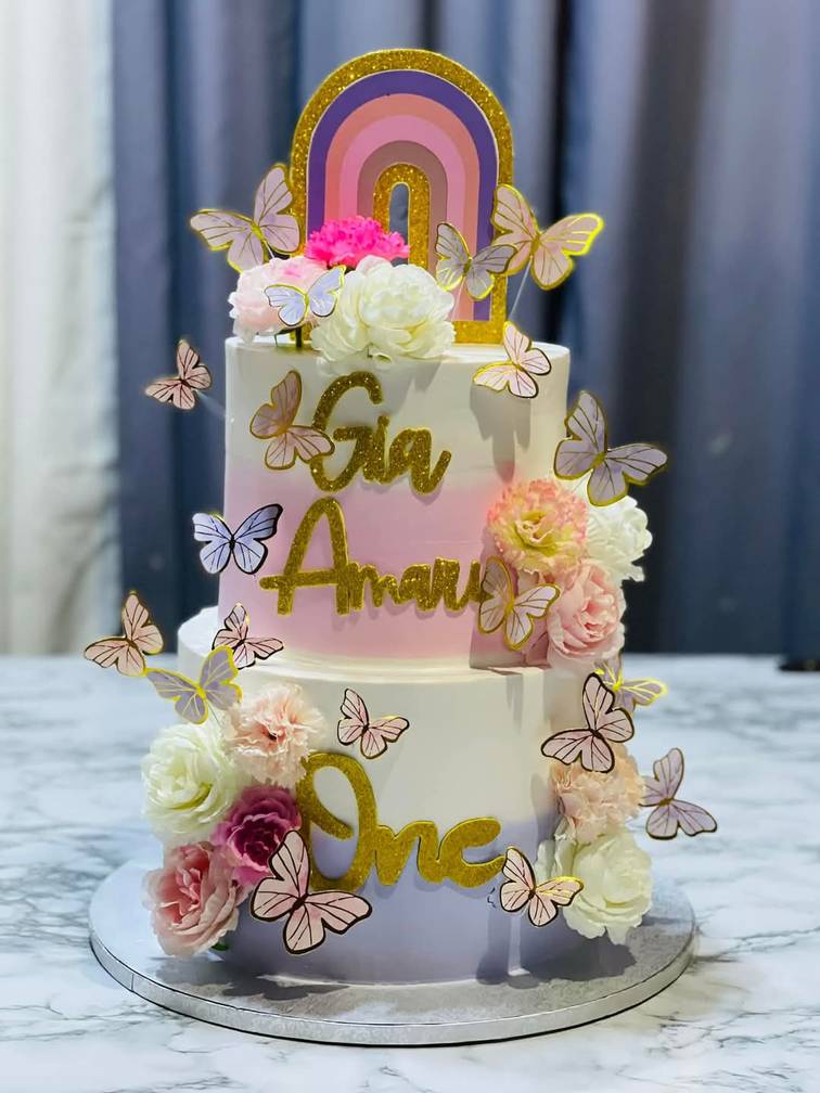 2 Tier - Butterfly Themed Cake