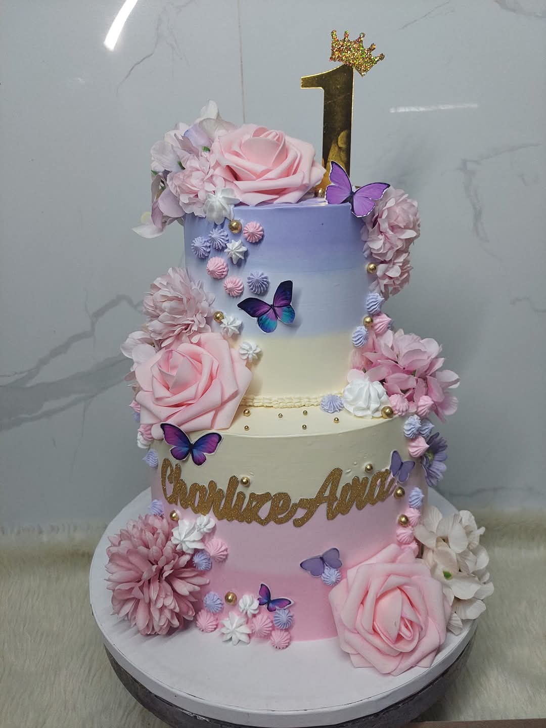 2 Tier - Butterfly Themed Cake