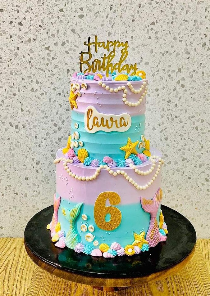 2 Tier - Mermaid Themed Cake